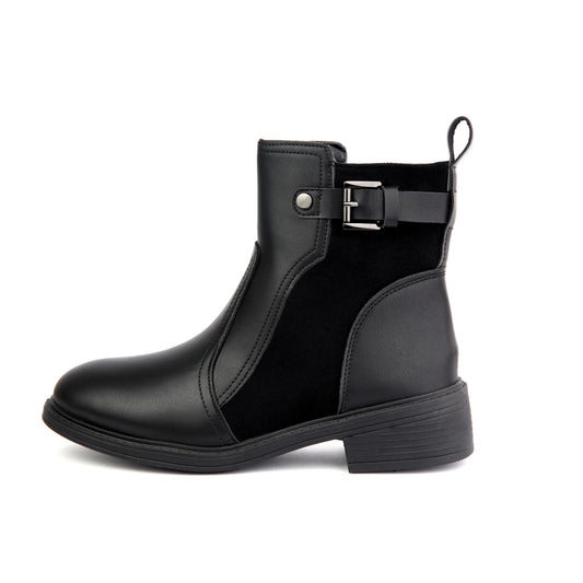 Halfboots leather & velvet