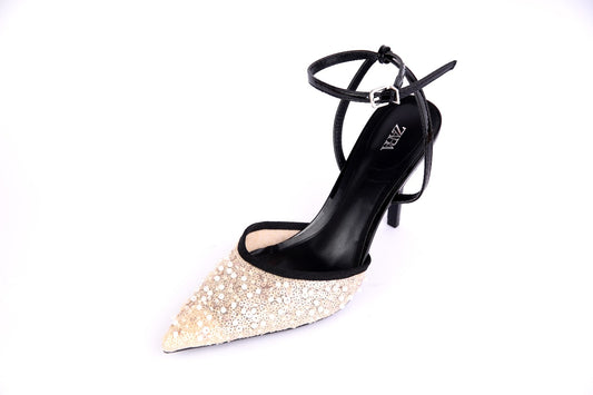 Zara Rhinestone Mesh Slingback Heels