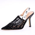 Dior J'Adior Slingback Pump Transparent Mesh Embroidered with Black Millefiori Motif
