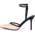Zara Rhinestone Mesh Slingback Heels