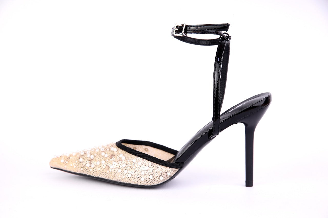 Zara Rhinestone Mesh Slingback Heels