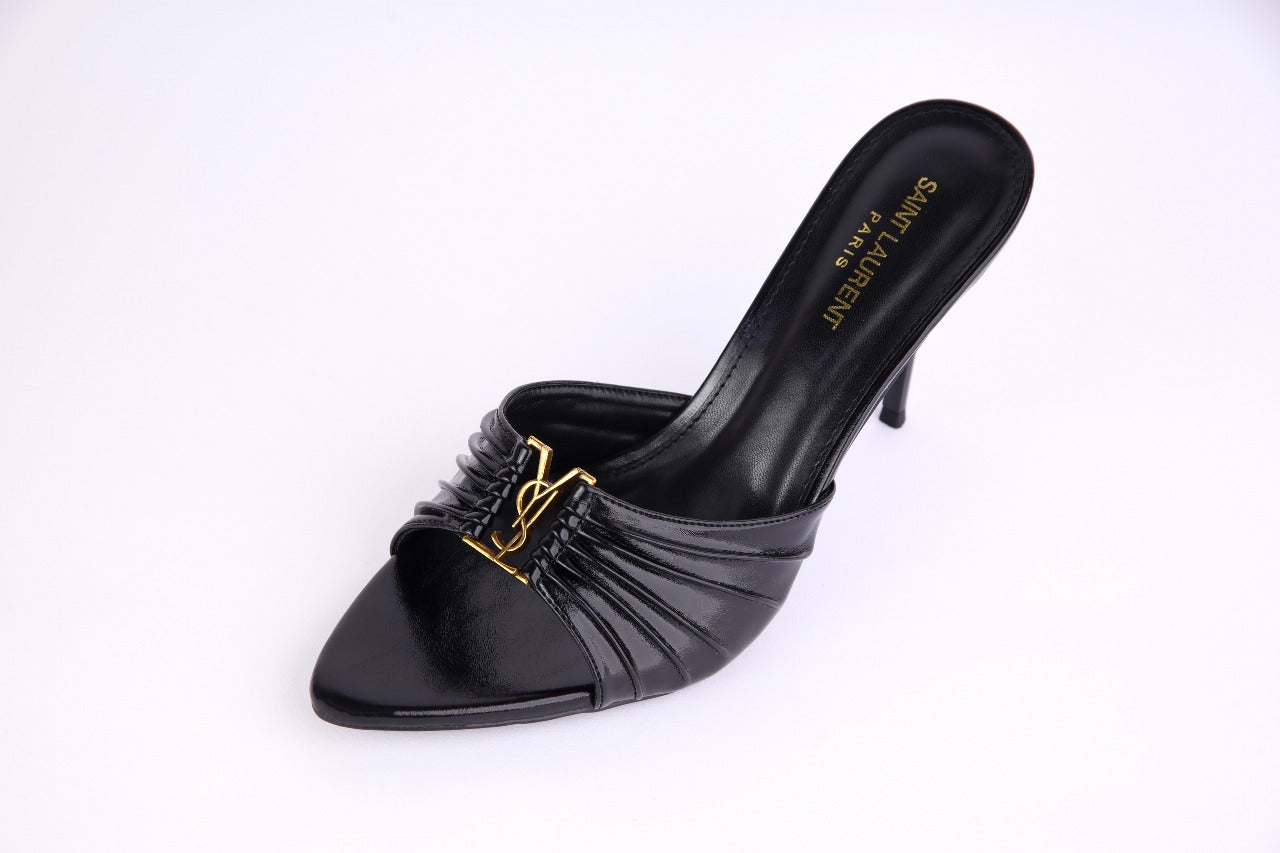 Saint Laurent Babylone Cassandre 90 Leather Mules