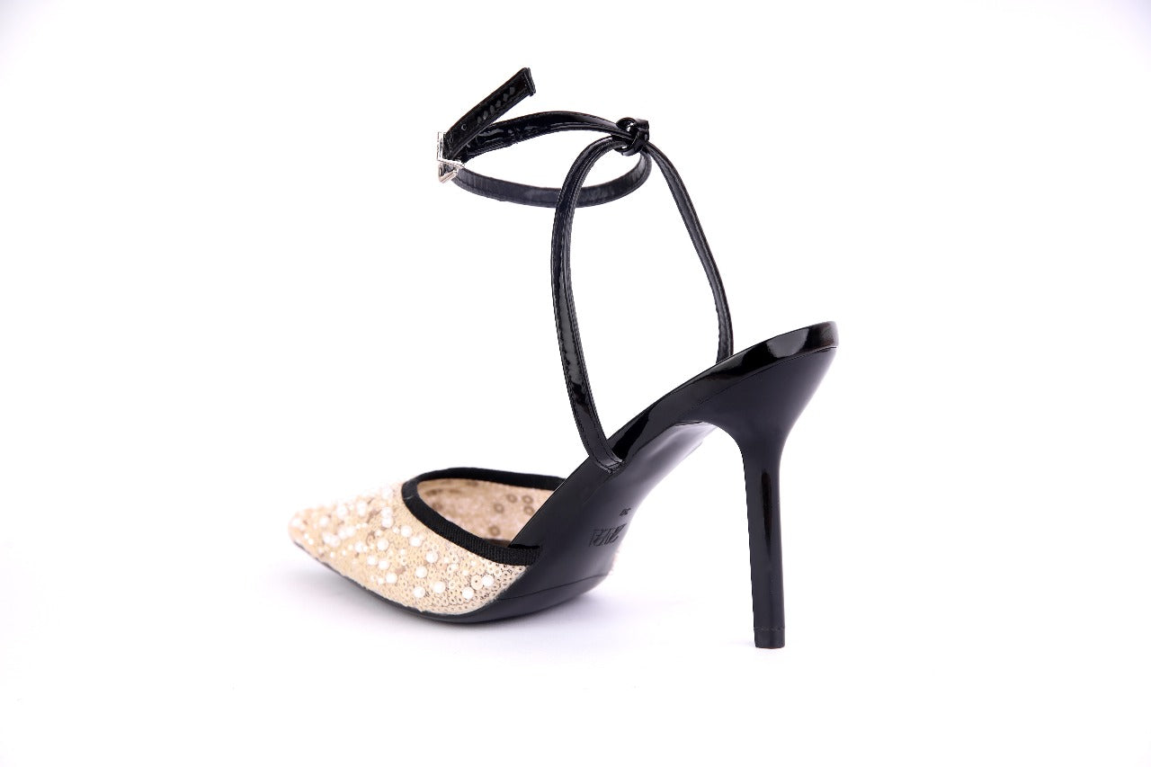 Zara Rhinestone Mesh Slingback Heels