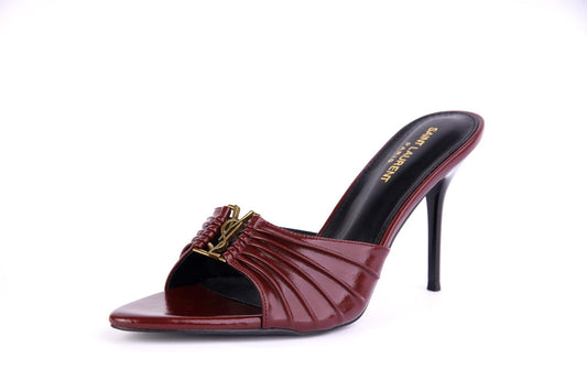 Saint Laurent Babylone Cassandre 90 Leather Mules