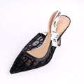 Dior J'Adior Slingback Pump Transparent Mesh Embroidered with Black Millefiori Motif