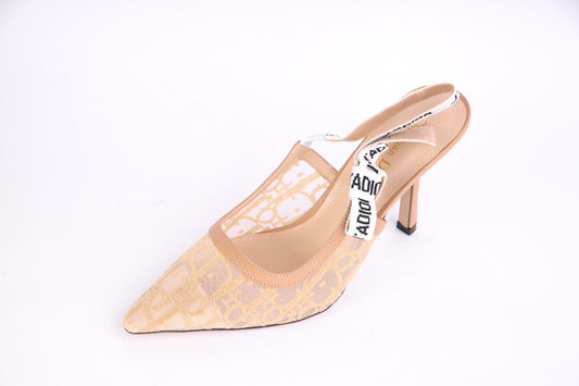 Dior J'Adior Slingback Pump Transparent Mesh Embroidered with Black Millefiori Motif