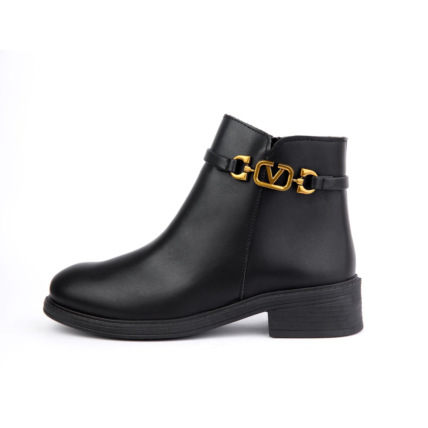 Halfboots leather & velvet