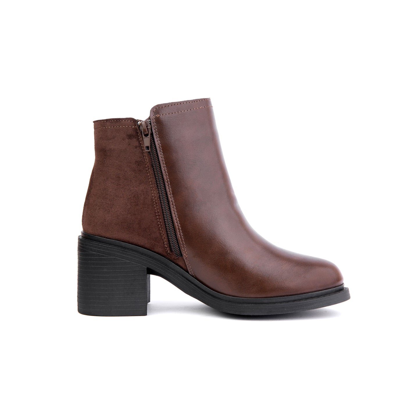 Halfboots leather & velvet