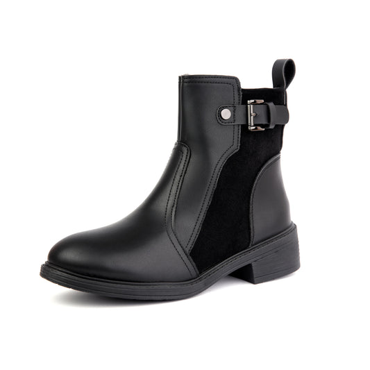 Halfboots leather & velvet