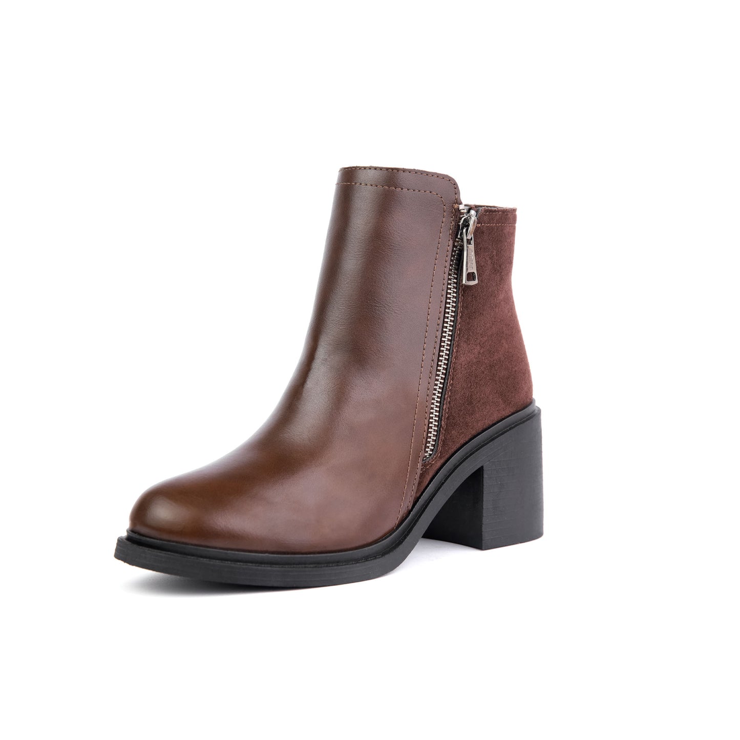 Halfboots leather & velvet