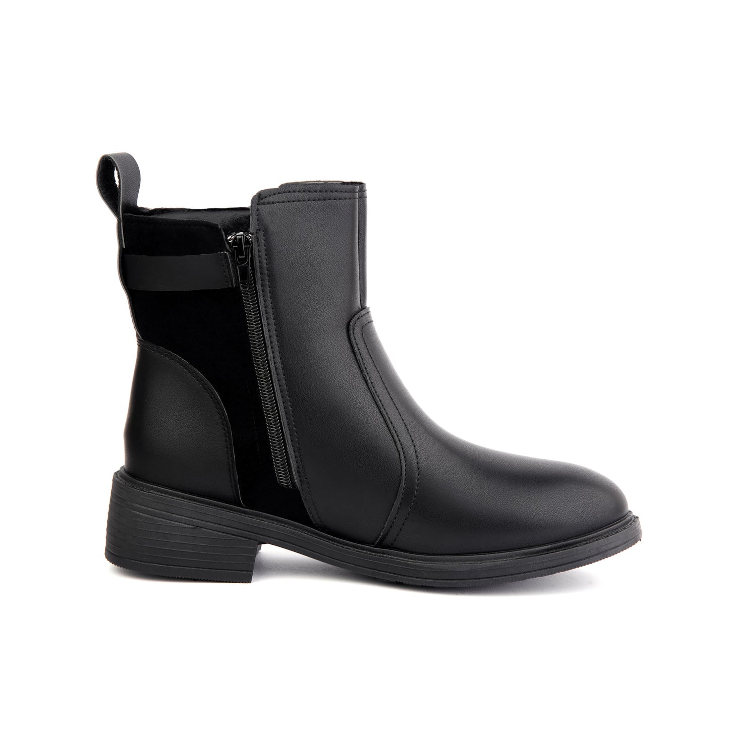 Halfboots leather & velvet