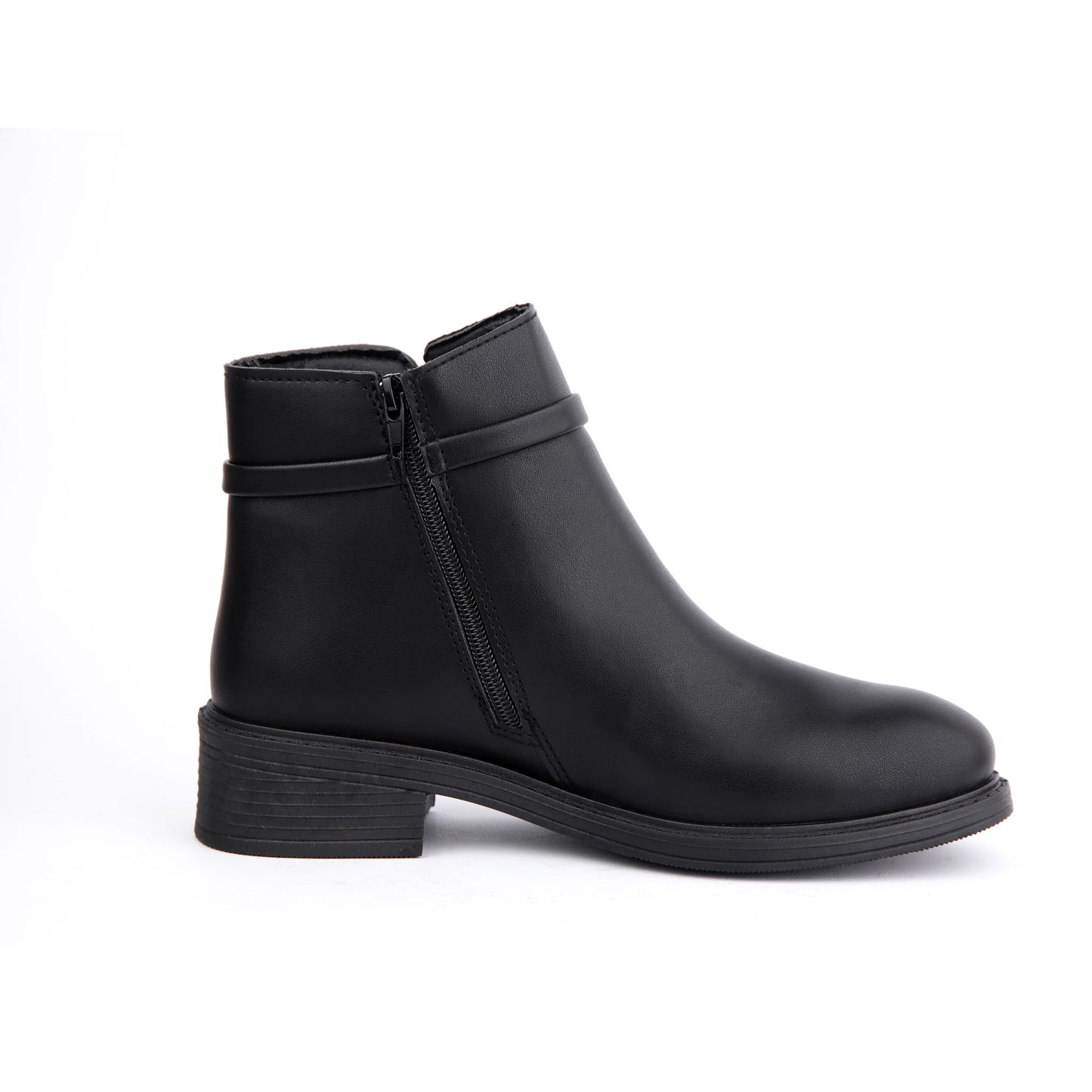 Halfboots leather & velvet