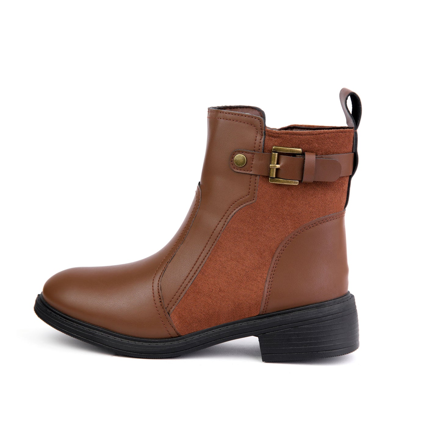 Halfboots leather & velvet