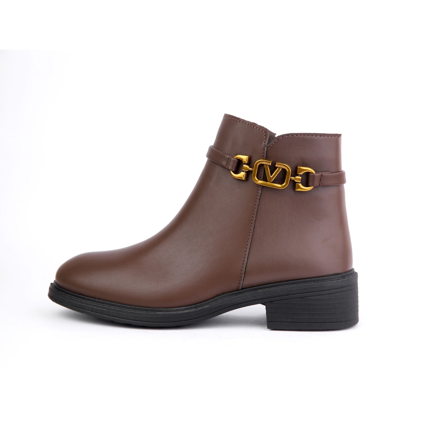 Halfboots leather & velvet