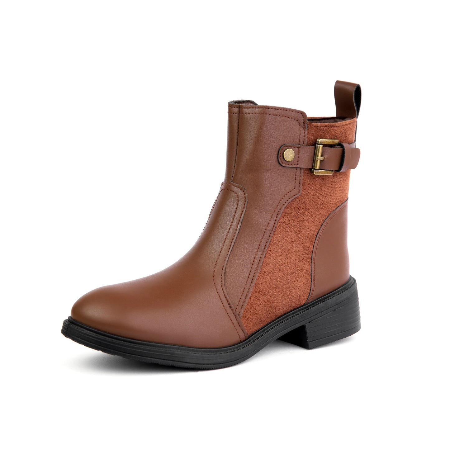 Halfboots leather & velvet