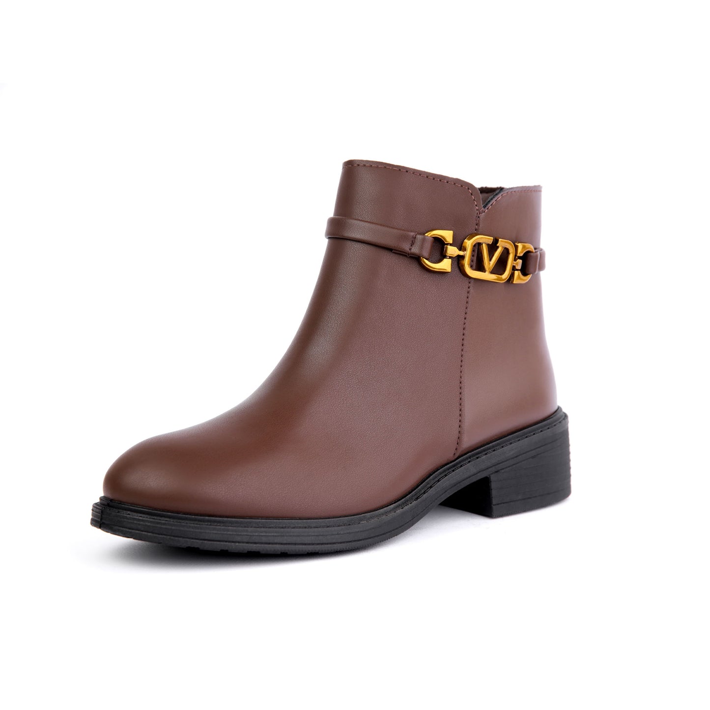 Halfboots leather & velvet