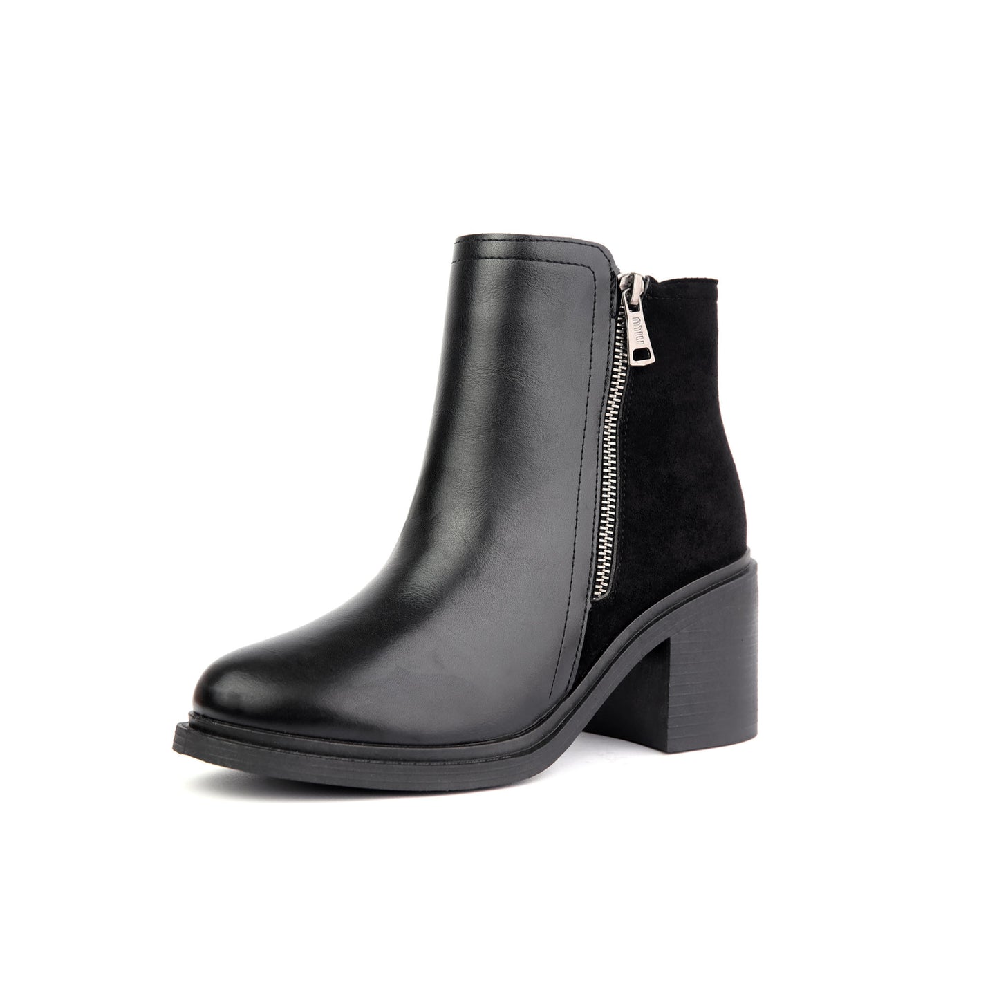 Halfboots leather & velvet