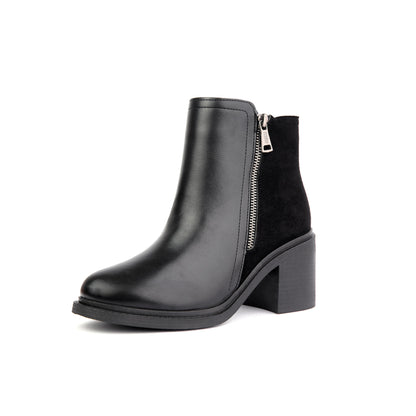 Halfboots leather & velvet