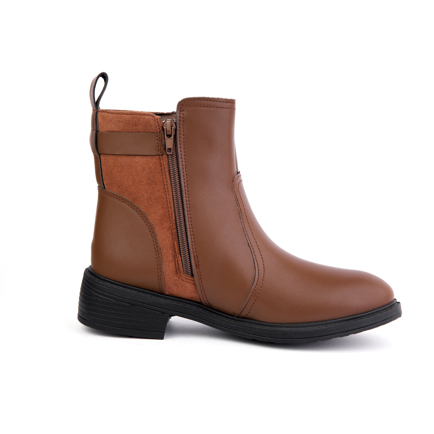 Halfboots leather & velvet