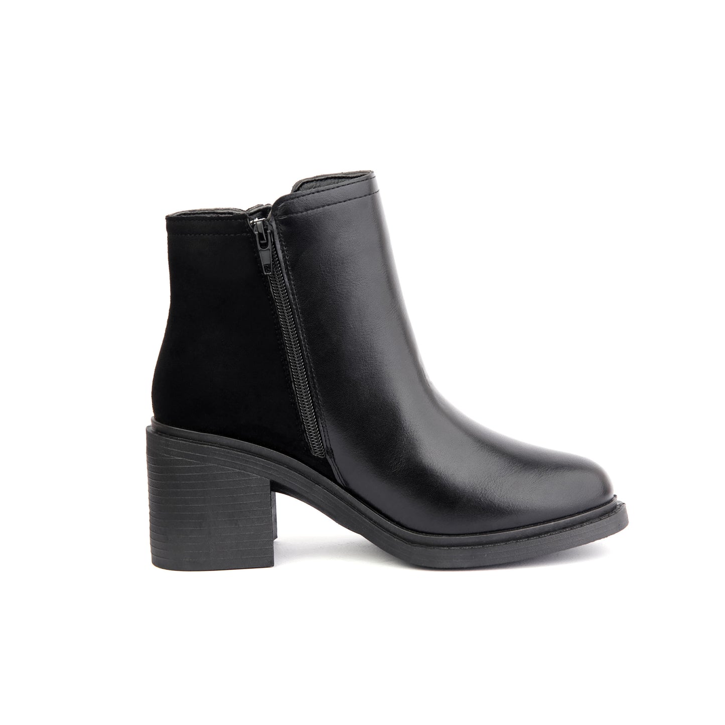 Halfboots leather & velvet