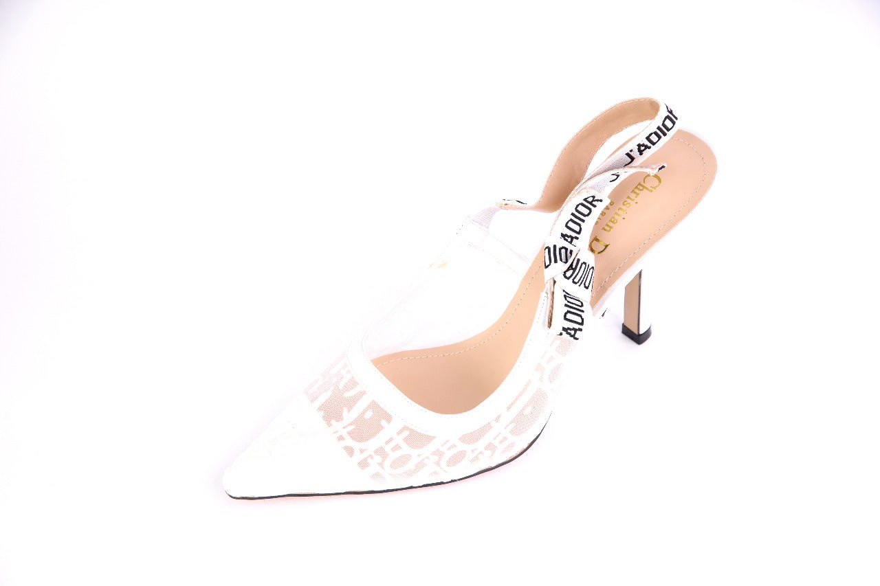 Dior J'Adior Slingback Pump Transparent Mesh Embroidered with Black Millefiori Motif